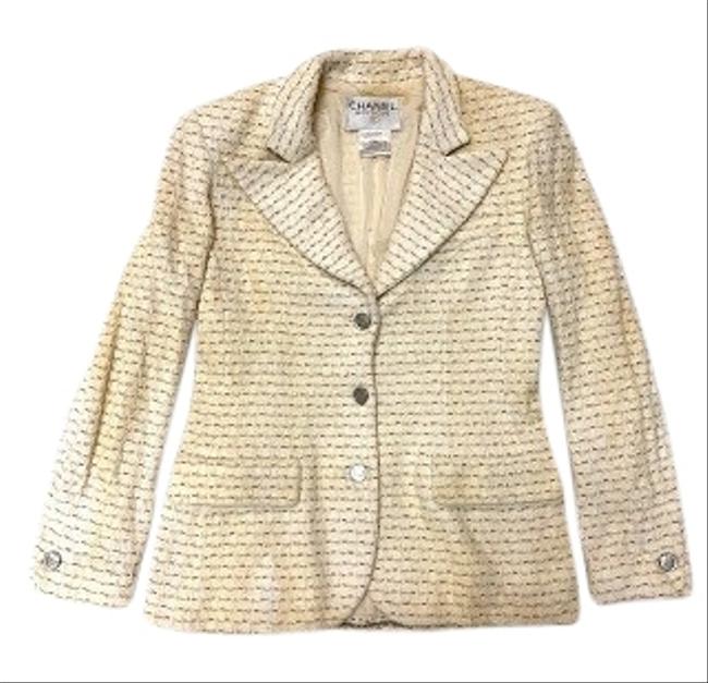 Chanel White Striped Cotton Blend Jacket Blazer Size OS one size 