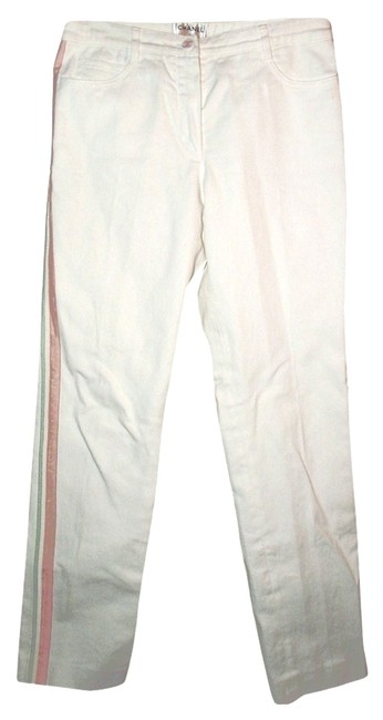 Chanel White Vintage 6 Medium Straight Leg Jeans 9 6 M 