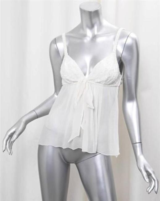 Chanel Womens Cream Tweedsilk Chiffon Bow Tank Cami Shirt Top Blouse 386 