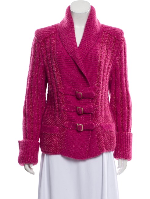 Chanel 2009 Wool Mohair blend Cardigan Shocking Pink Sweater 