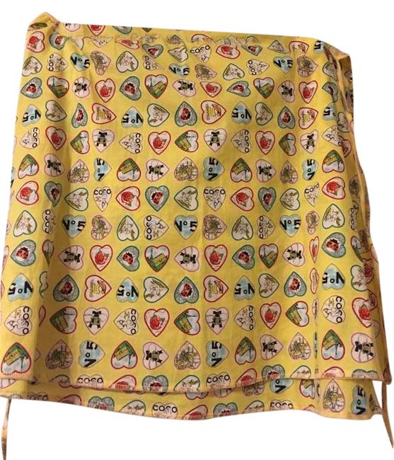 Chanel Yellow Multicolor Logo Hearts Mini Wrap Fr42 Us8 Skirt  29 30 