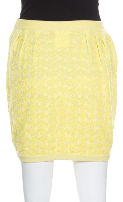Chanel Yellow Textured Cotton Jacquard Knit S Skirt  S 28 