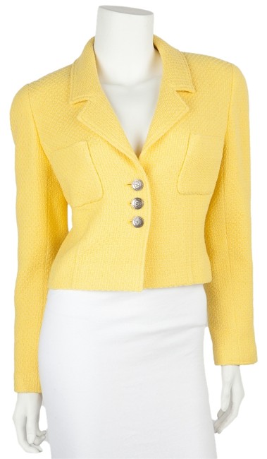 Chanel Yellow Tweed Cropped Blazer  S 