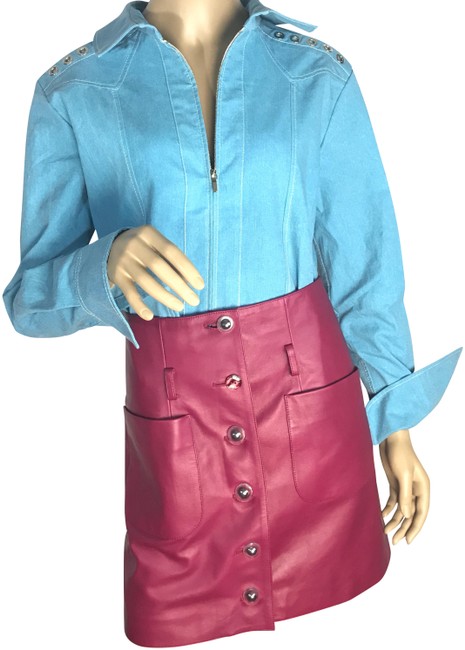 Chanel Pink Leather Skirt  S 28 