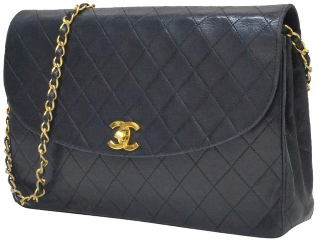 Chanel 115&quot Lambskin Quilted Single Flap In Black Cross Body Bag 