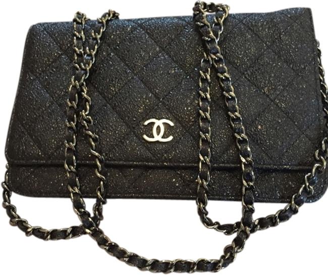 Chanel 11567163 Black Shimmering Fabric Cross Body Bag 