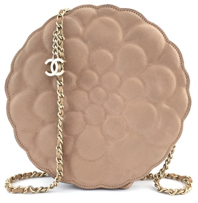 Chanel Shoulder #12755 Satin Camellia Flower Long Strap Cross Body Bag 