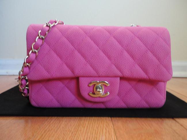 Chanel Classic Flap 255 Reissue Mini Hot Pink Matte Caviar Cross Body Bag 