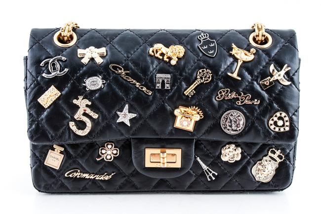 Chanel Reissue 255 Handbag Black Calfskin Leather Cross Body Bag 