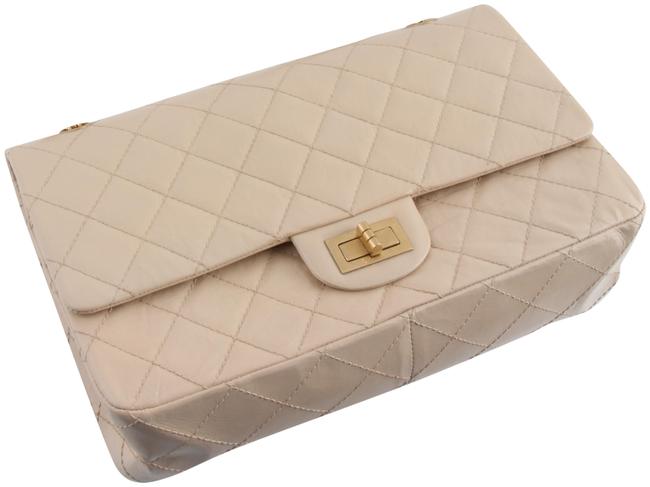 Chanel 255 Reissue Quilted Beige Calfskin Leather Cross Body Bag 