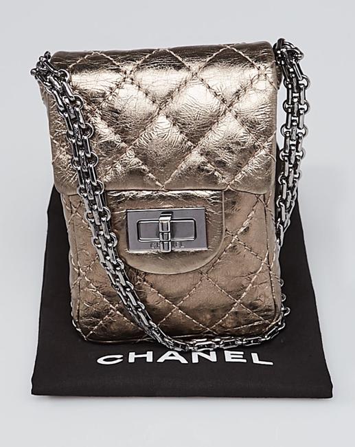 Chanel 255 Reissue Quilted Calfskin Reissue Mini Bronze Leather Cross Body Bag 