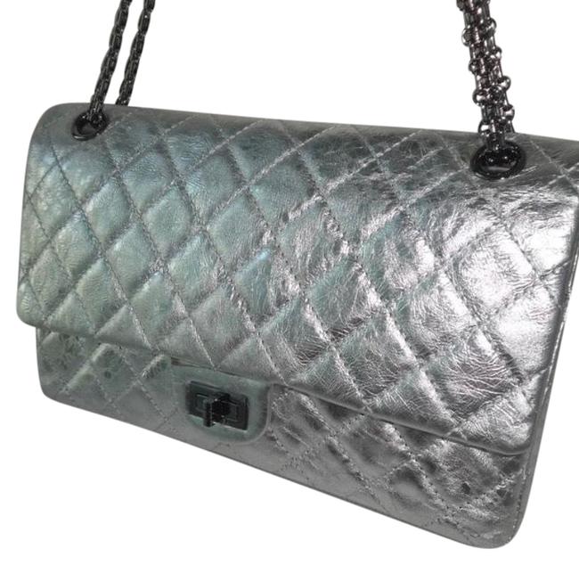 Chanel 255 Reissue Shoulder Shoulder BagDoble Flap Silver Leather Cross Body Bag 