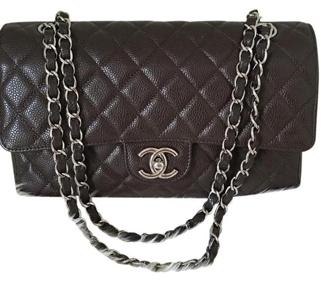 Chanel 300 Off Code Lb300 Medium Flap Brown Caviar Cross Body Bag 