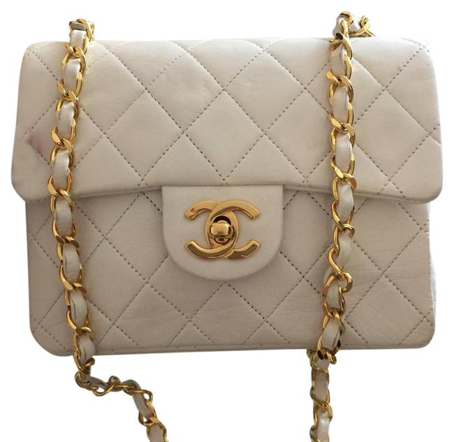 Chanel Amazing Quilted Mini Flap White Lambskin Leather Cross Body Bag 