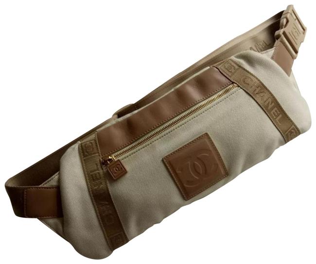 Chanel Belt Sports Waist Pouch Fanny Pack Beige Canvas Cross Body Bag 