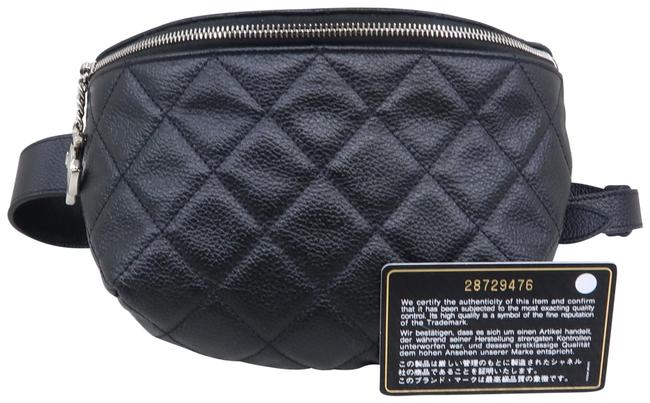 Chanel Belt Vintage Quilted Black Caviar Cross Body Bag 