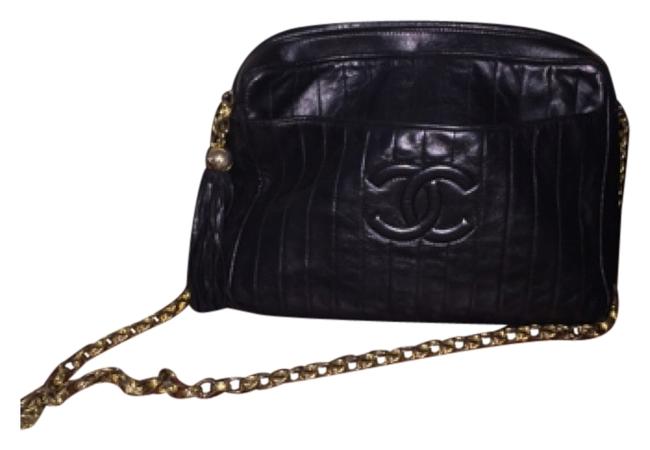Chanel Black Lamb Skin Leather Cross Body Bag 