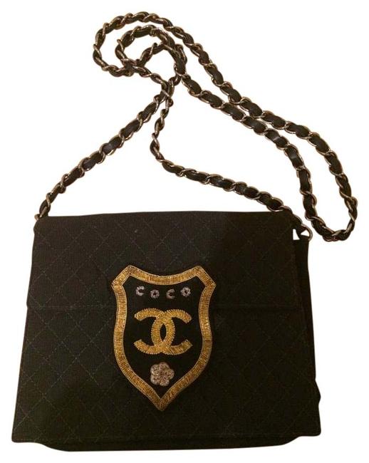 Chanel Black Quilted Canvas Cross Body Bag 