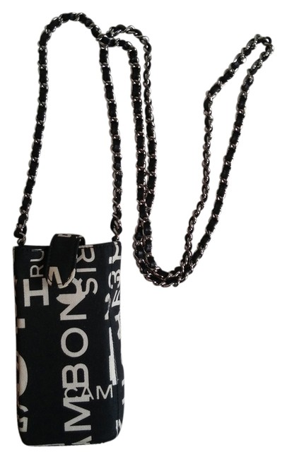 Chanel Black White Canvas Cross Body Bag 