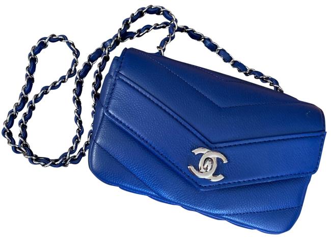 Chanel Blue Calfskin Leather Cross Body Bag 