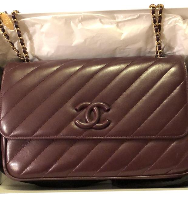 Chanel Box Flapbag New In Purple Lambskin Leather Cross Body Bag 