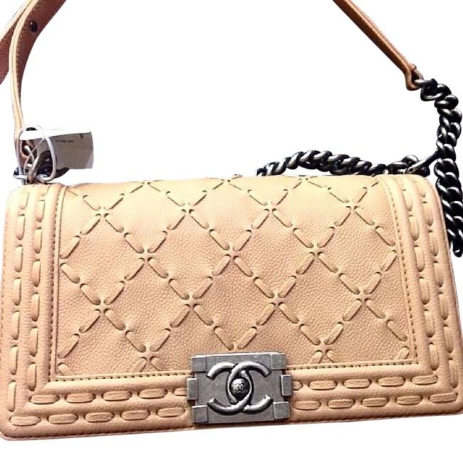Chanel Boy 2014 Nude Leather Cross Body Bag 
