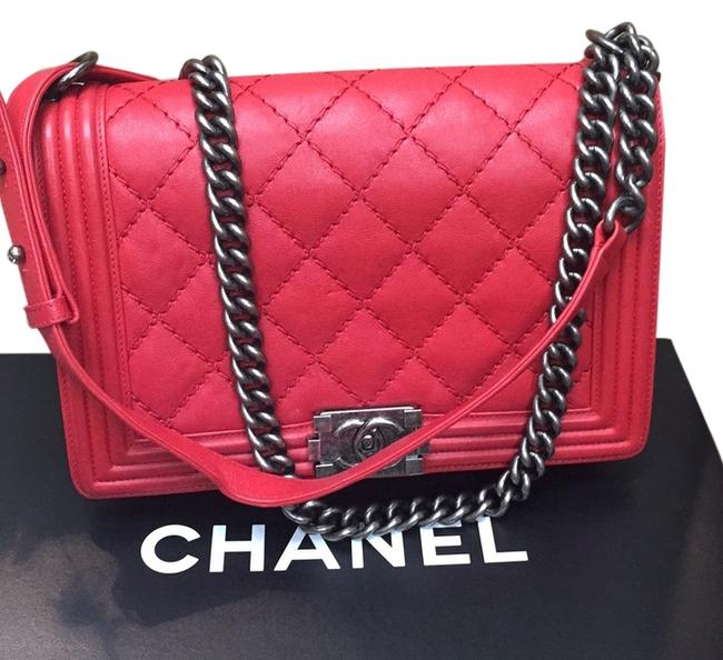 Chanel Boy 2015 Le Flap Red Leather Cross Body Bag 