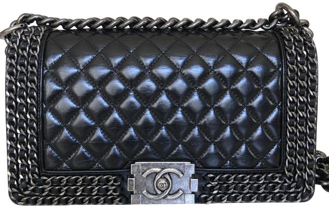 Chanel Boy Black Calfskin Leather Cross Body Bag 