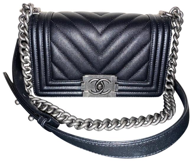 Chanel Boy Black Caviar Leather Cross Body Bag 