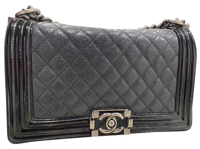 Chanel Boy Black Goat Skin Leather Cross Body Bag 