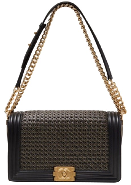 Chanel Boy Braided Black Sheepskin Cross Body Bag 