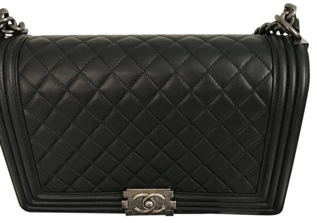 Chanel Boy In New Medium Black Calfskin Leather Cross Body Bag 