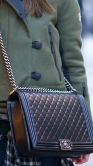 Chanel Boy Large Black Lambskin Cross Body Bag 