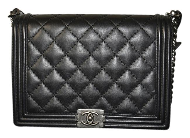 Chanel Boy Large Quilt Flap Black Cross Body Bag 