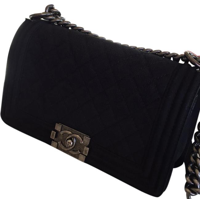 Chanel Boy Le Black Caviar Suede Cross Body Bag 