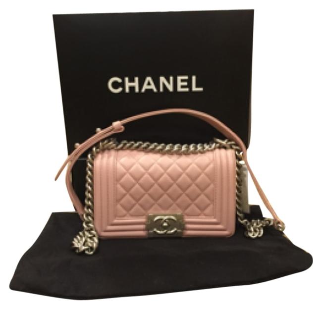 Chanel Boy Le Lambskin Light Pink Leather Cross Body Bag 