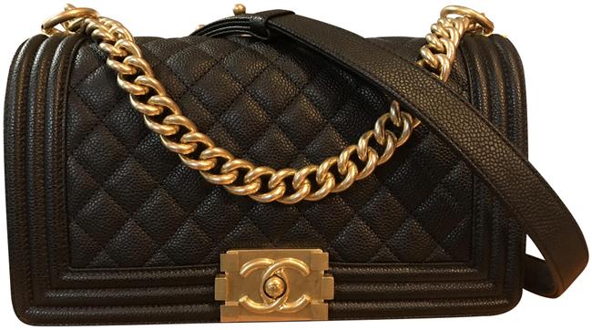 Chanel Boy Le Medium Black Caviar Cross Body Bag 