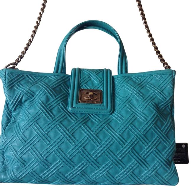Chanel Tote Boy Le Turqouise Leather Cross Body Bag 