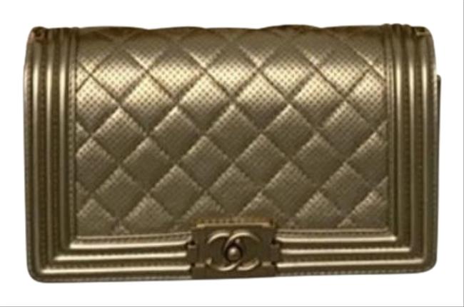 Chanel Boy Medium Gold Calfskin Leather Cross Body Bag 