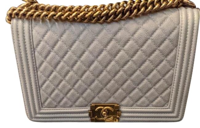 Chanel Boy Medium Grey Caviar Cross Body Bag 