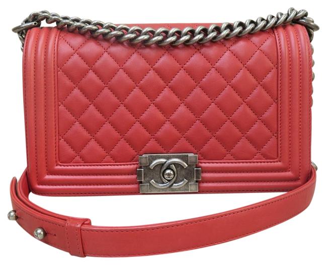 Chanel Shoulder Boy Medium Le Red Calfskin Cross Body Bag 