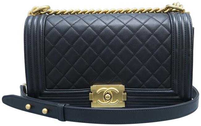 Chanel Boy Medium Leather Black Calfskin Cross Body Bag 