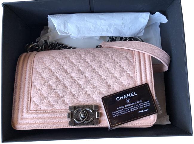 Chanel Boy Medium Light Pink Calfskin Leather Cross Body Bag 