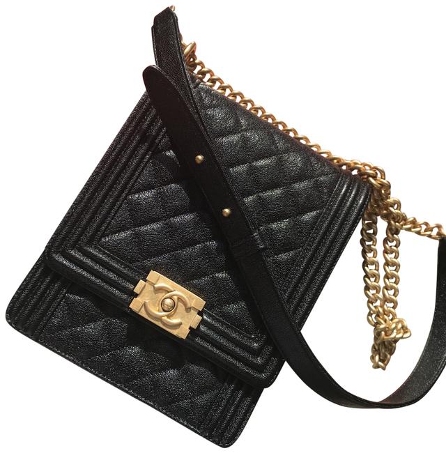 Chanel Boy North South Black Leather Cross Body Bag 