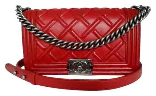 Chanel Boy Old Medium Rouge Chateau Celtic Red Leather Cross Body Bag 
