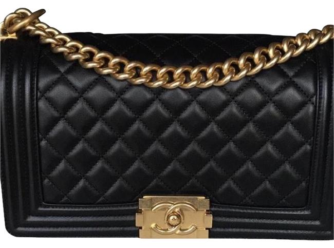 Chanel Boy Old Medium with Ghw Black Leather Cross Body Bag 