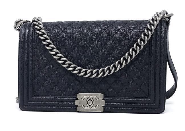 Chanel Boy Quilted Black Leather Cross Body Bag 