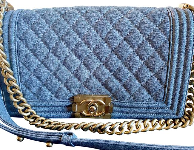 Chanel Boy Quilted Gray Leather Cross Body Bag 