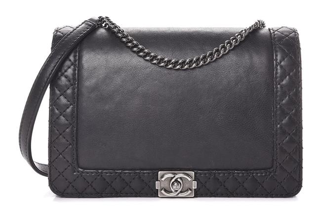 Chanel Boy Reverso Small Black Calfskin Leather Cross Body Bag 