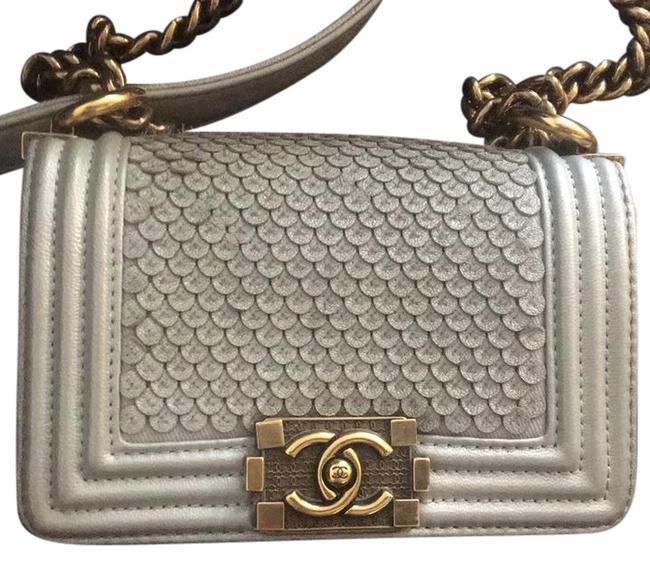 Chanel Boy Silver Cross Body Bag 